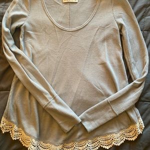 A&F lace trimmed henley
